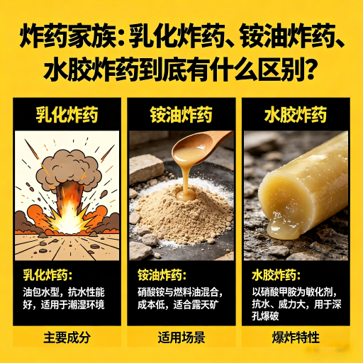 罗甸炸药家族：乳化炸药、铵油炸药、水胶炸药到底有什么区别？